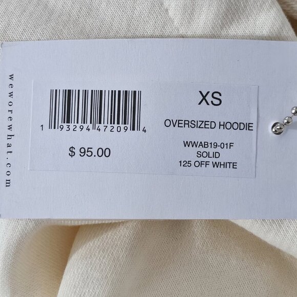 2/$50 WeWoreWhat Off-White Oversized Hoodie Size XS | Cozy Casual Sweatshirt - Picture 7 of 8